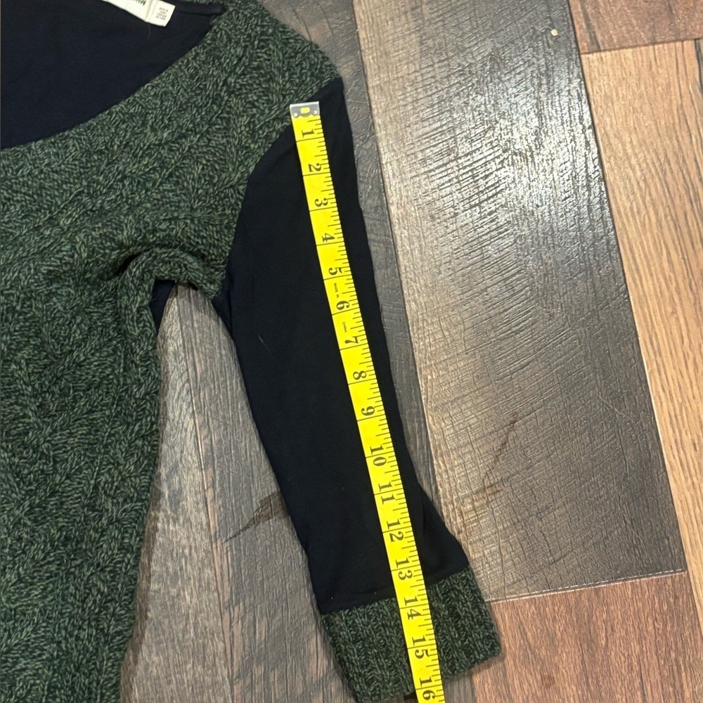 Pilcro and the Letterpress byAnthropology Green/Navy Cable Knit V-Neck Sweater - Picture 12 of 15